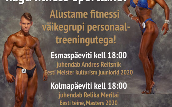 Fitnessi treeningu väikegrupp iga esmaspäev ja kolmapäev kell 18:00